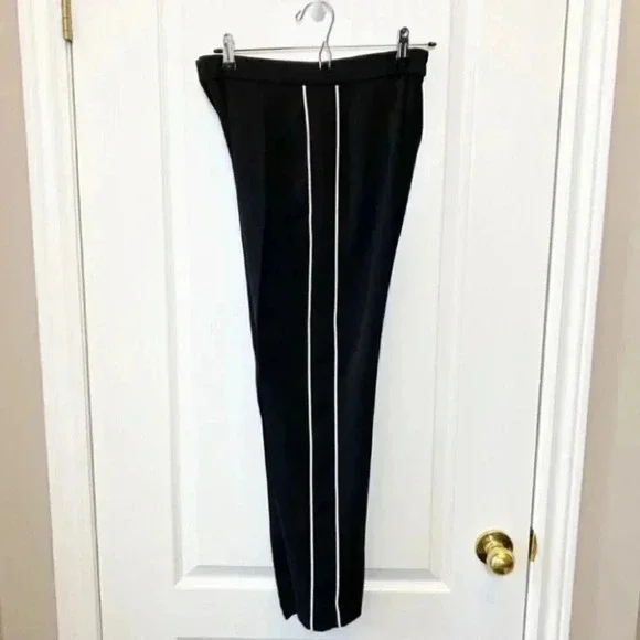 Topshop Trousers Relaxed Fit Pleated Pants Black White Side Stripe Size 4 - Picture 12 of 14